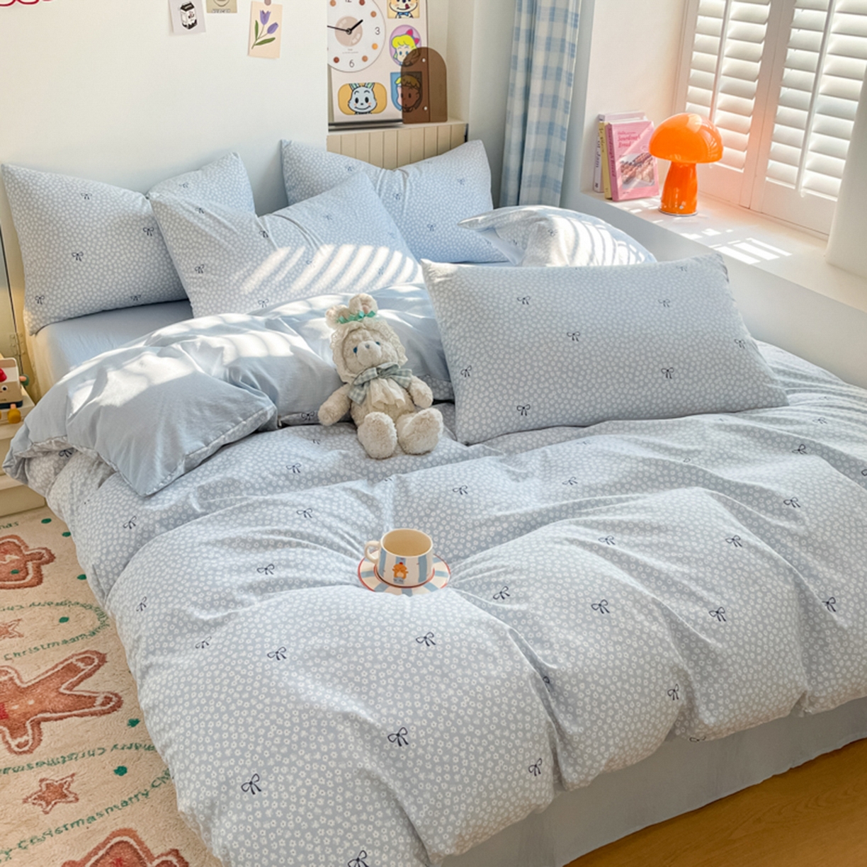 91家纺网 家纺一手货源 找家纺 云玲时尚 2026新款古法水洗仿棉云感纱四件套 小时光