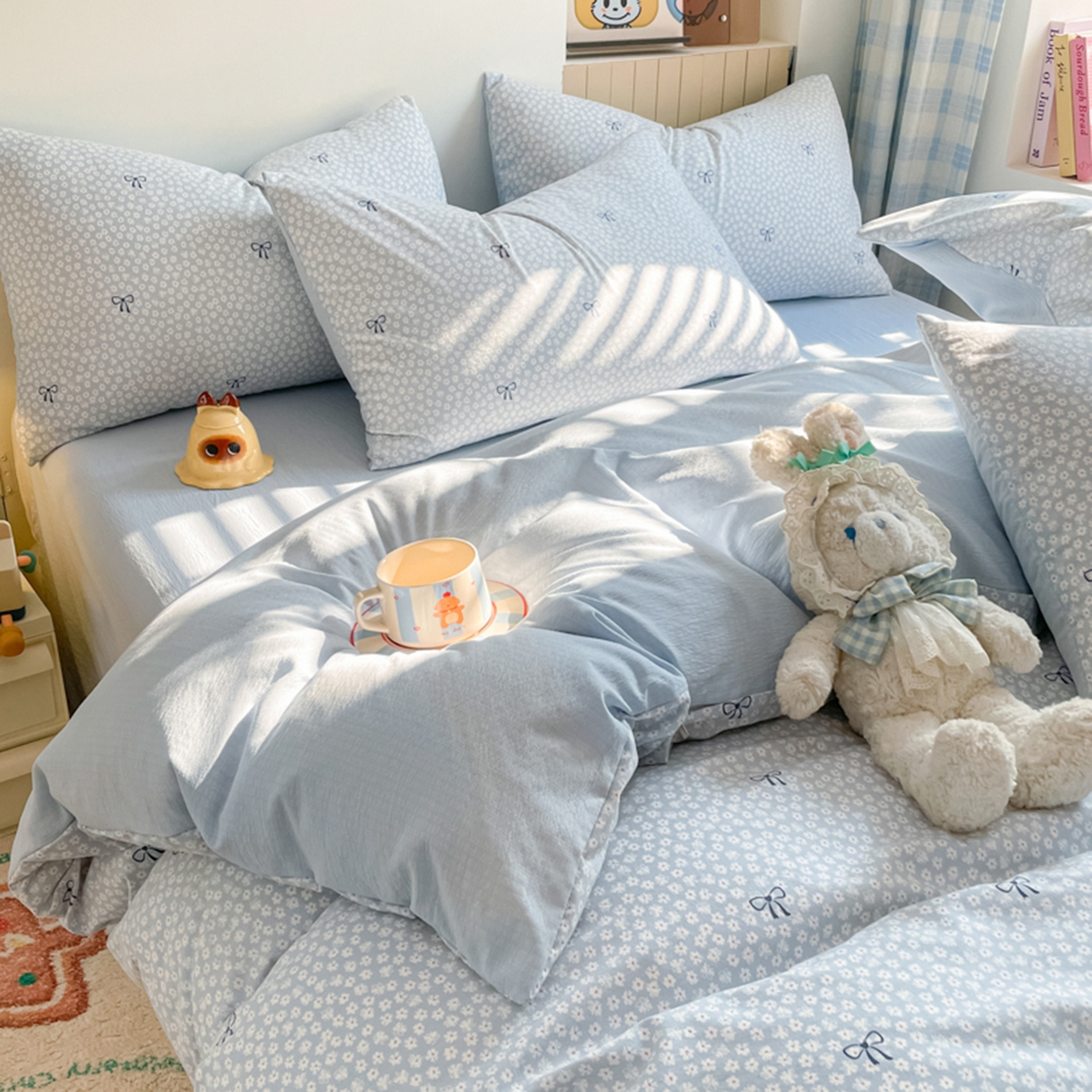 91家纺网 家纺一手货源 找家纺 云玲时尚 2026新款古法水洗仿棉云感纱四件套 小时光