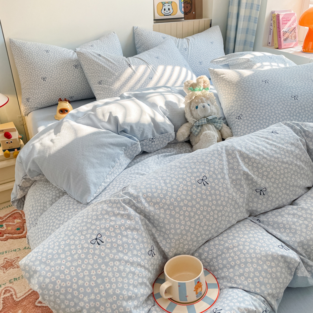 91家纺网 家纺一手货源 找家纺 云玲时尚 2026新款古法水洗仿棉云感纱四件套 小时光