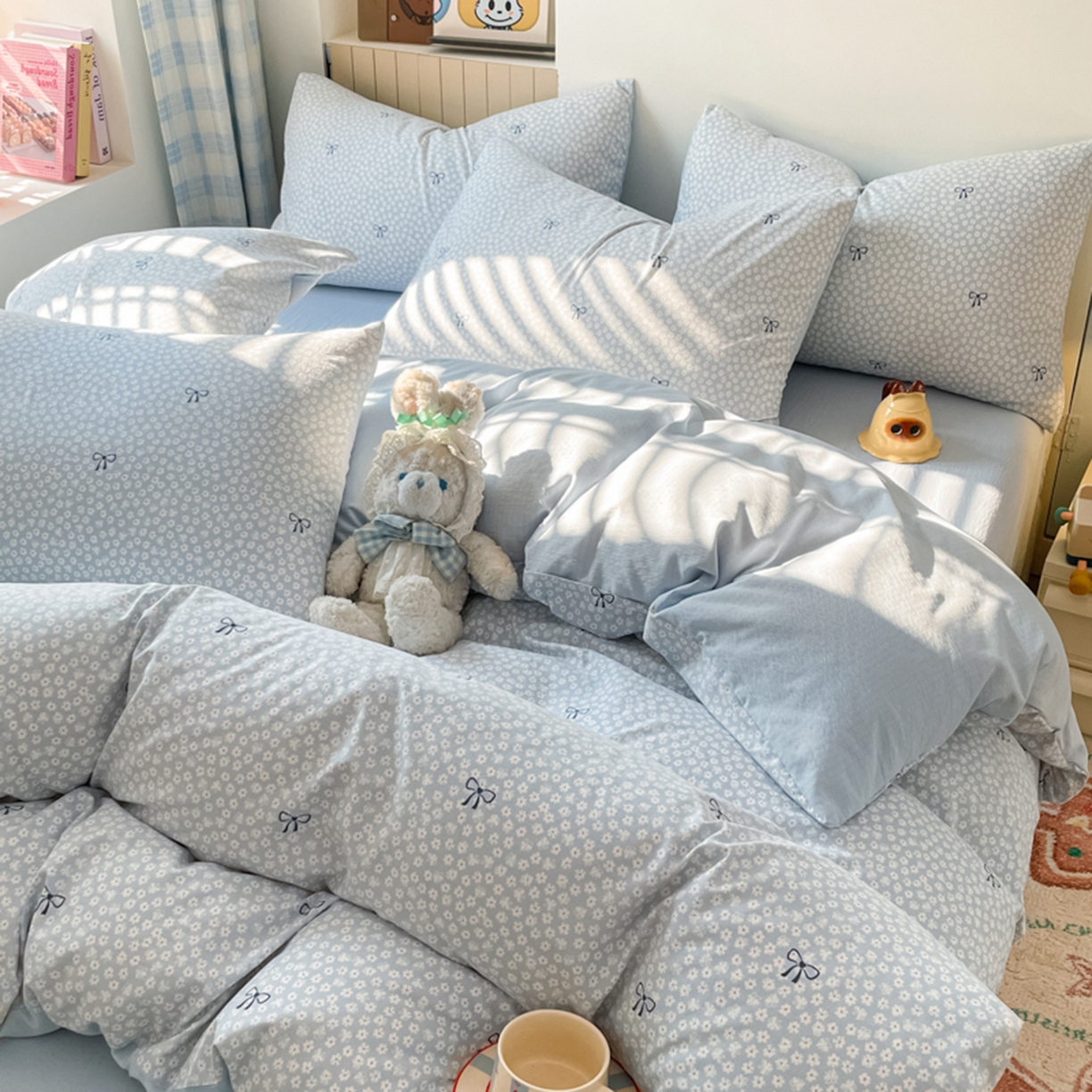 91家纺网 家纺一手货源 找家纺 云玲时尚 2026新款古法水洗仿棉云感纱四件套 小时光