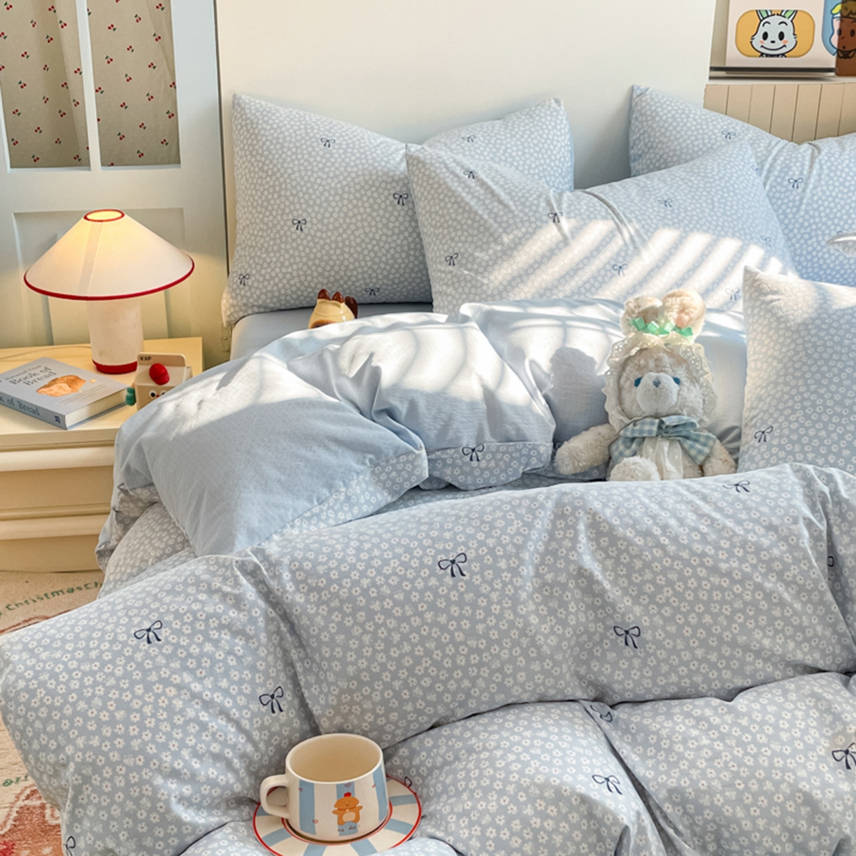 91家纺网 家纺一手货源 找家纺 云玲时尚 2026新款古法水洗仿棉云感纱四件套 小时光