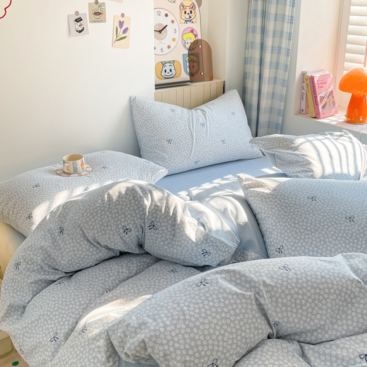 91家纺网 家纺一手货源 找家纺 云玲时尚 2026新款古法水洗仿棉云感纱四件套 小时光