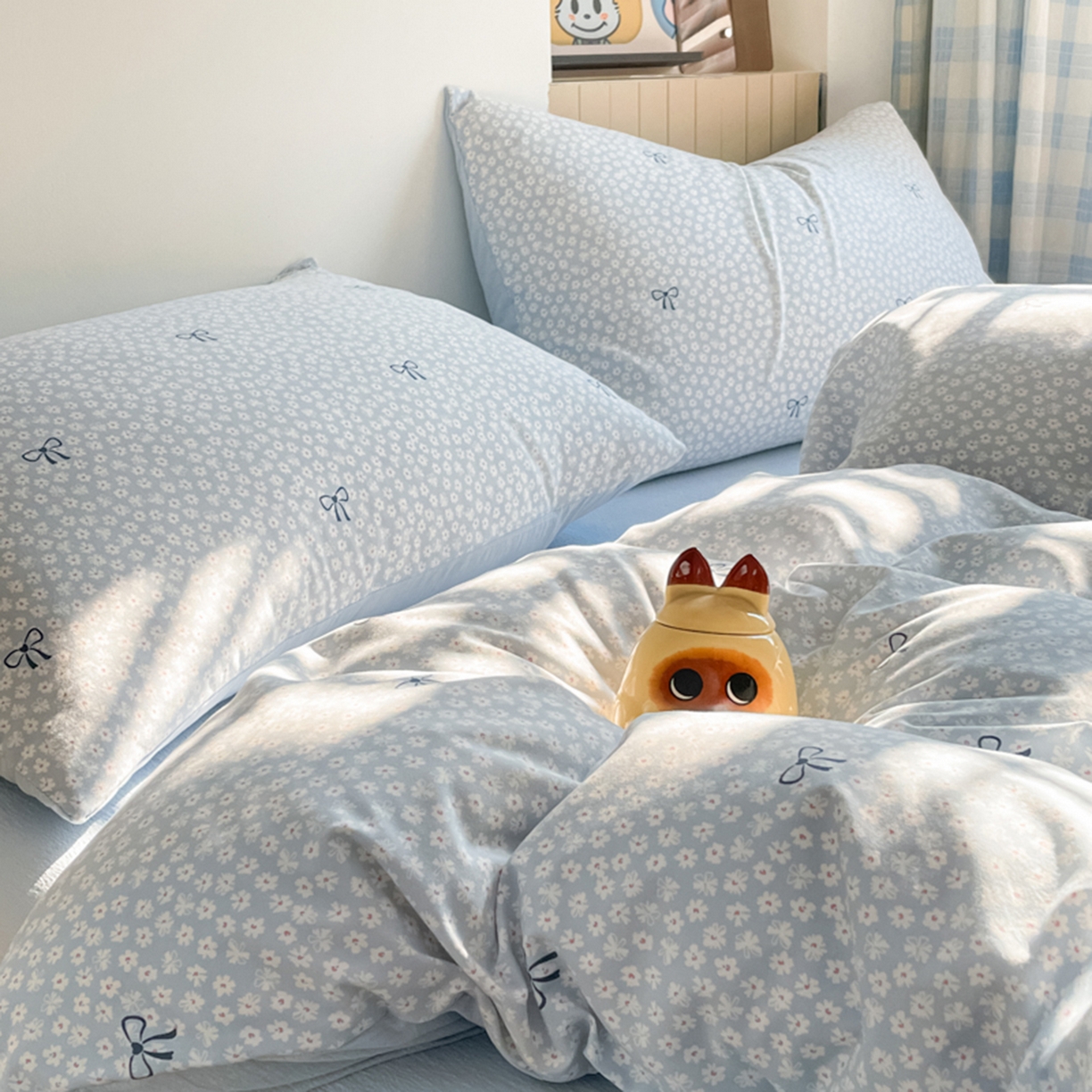 91家纺网 家纺一手货源 找家纺 云玲时尚 2026新款古法水洗仿棉云感纱四件套 小时光