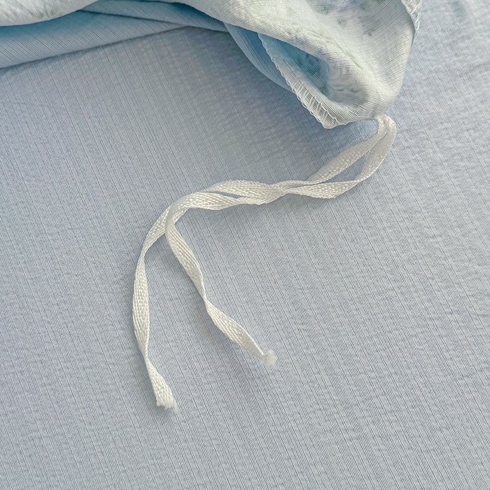 91家纺网 家纺一手货源 找家纺 云玲时尚 2026新款云感双层纱印花四件套 蓝萱