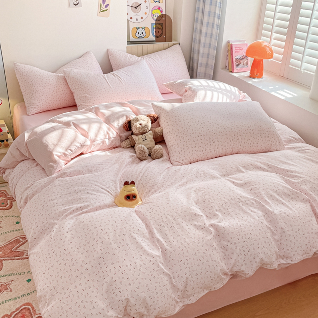 91家纺网 家纺一手货源 找家纺 云玲时尚 2026新款古法水洗仿棉云感纱四件套 小幸运