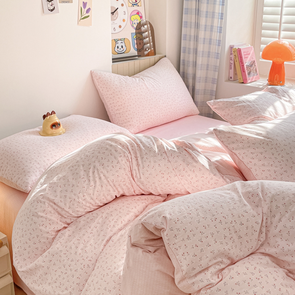 91家纺网 家纺一手货源 找家纺 云玲时尚 2026新款古法水洗仿棉云感纱四件套 小幸运