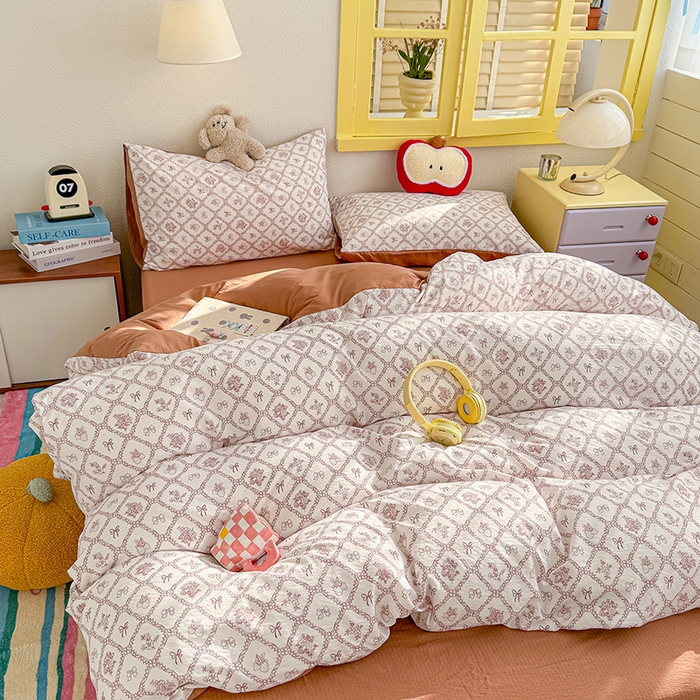 91家纺网 家纺一手货源 找家纺 云玲时尚 2026新款云感双层纱印花四件套 曼塔庄园