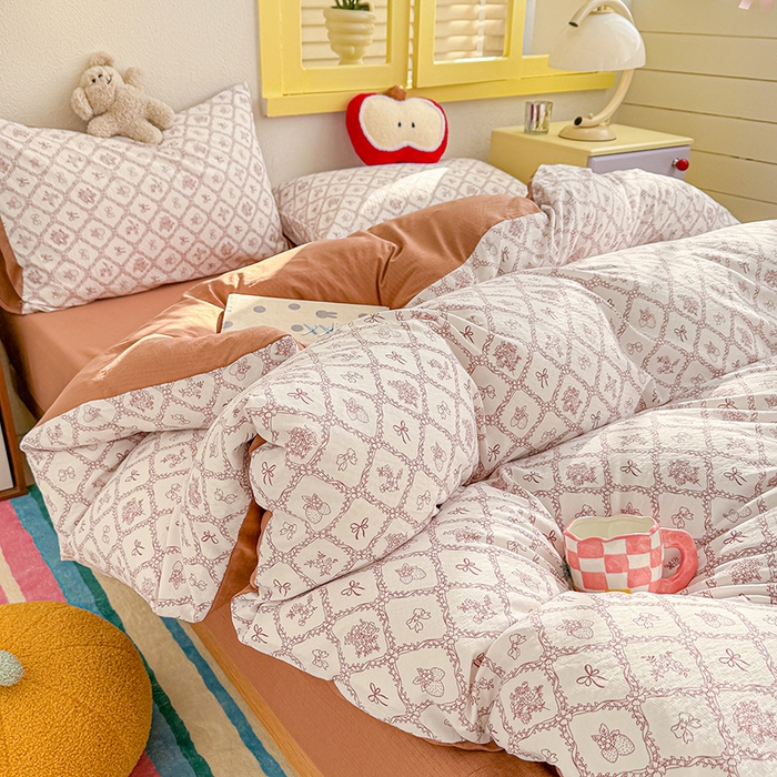 91家纺网 家纺一手货源 找家纺 云玲时尚 2026新款云感双层纱印花四件套 曼塔庄园