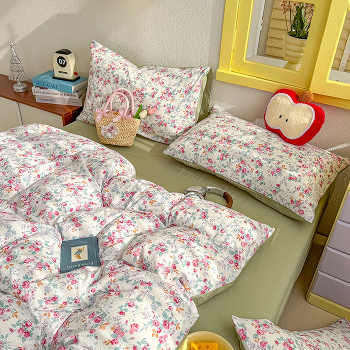 91家纺网 家纺一手货源 找家纺 云玲时尚 2026新款云感双层纱印花四件套 七里香