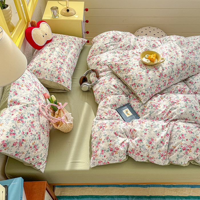 91家纺网 家纺一手货源 找家纺 云玲时尚 2026新款云感双层纱印花四件套 七里香