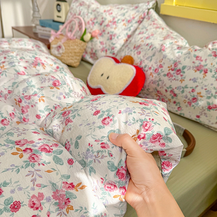 91家纺网 家纺一手货源 找家纺 云玲时尚 2026新款云感双层纱印花四件套 七里香