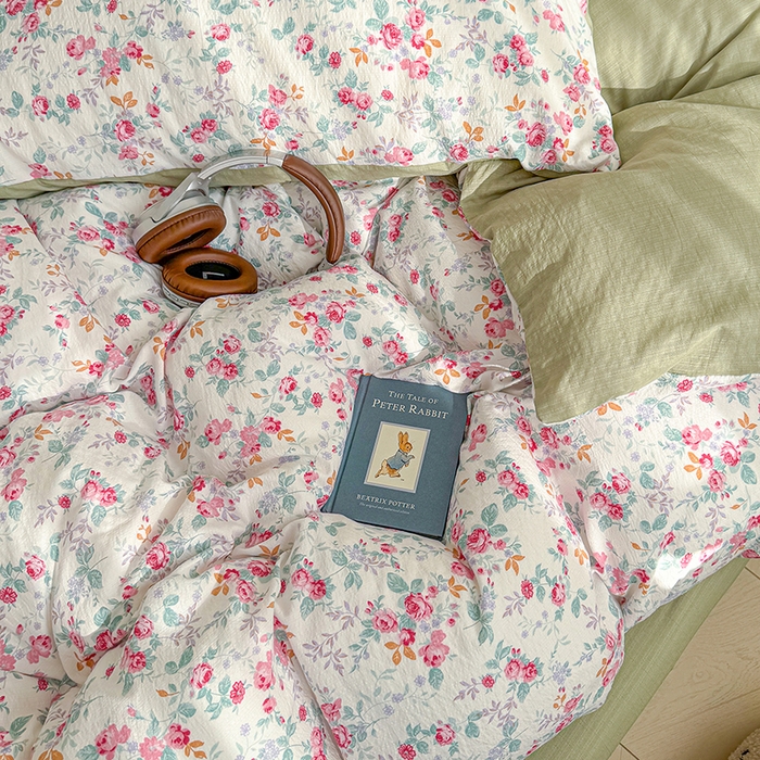 91家纺网 家纺一手货源 找家纺 云玲时尚 2026新款云感双层纱印花四件套 七里香