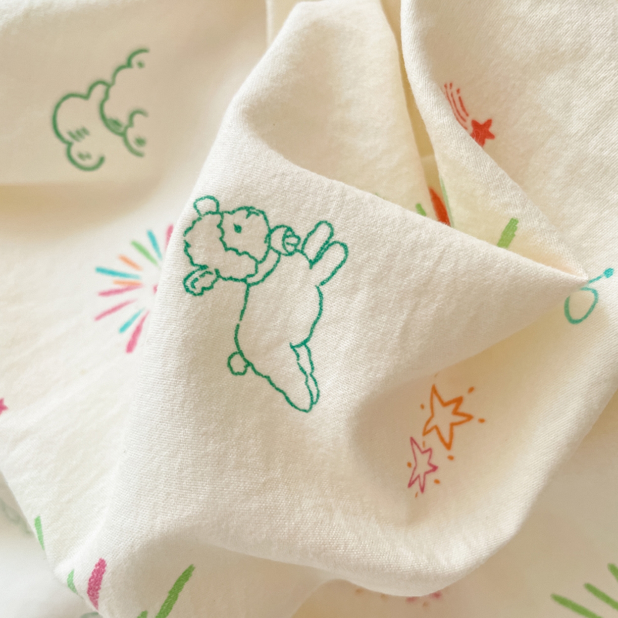 91家纺网 家纺一手货源 找家纺 云玲时尚 2026新款古法水洗仿棉云感纱四件套 烟花星语