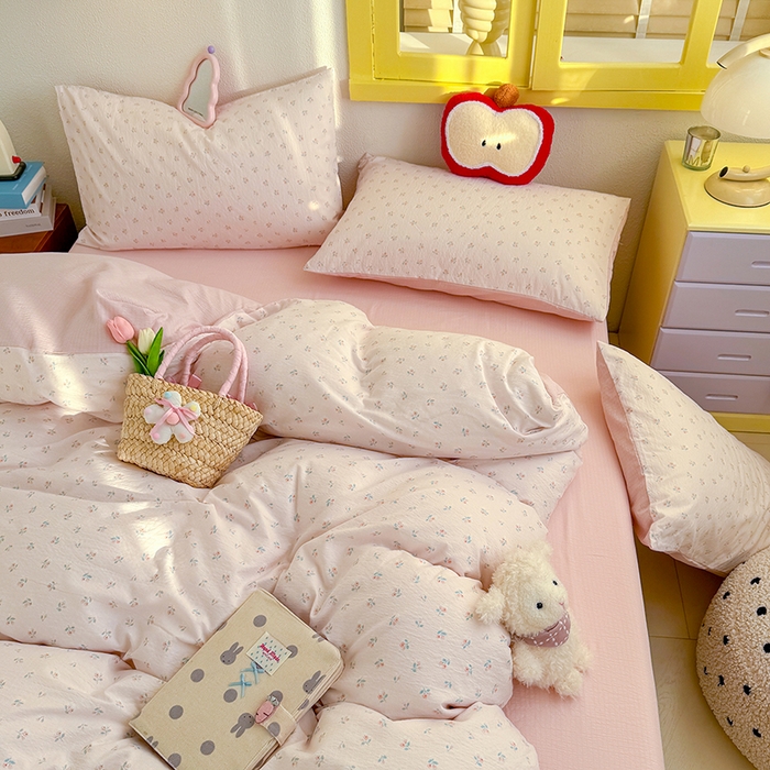 云玲时尚 2026新款云感双层纱印花四件套 甜昔