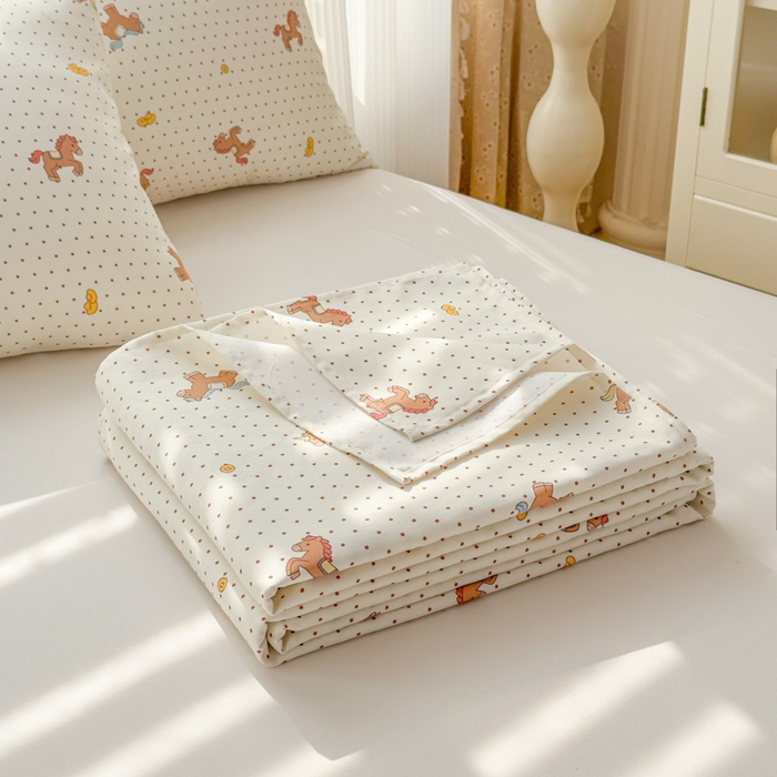 91家纺网 家纺一手货源 找家纺 爱彼家纺 2026新款马上发财新布料细沙三枚缎全新工艺老粗布凉席席子床单三件套-马年系列一 马上发财