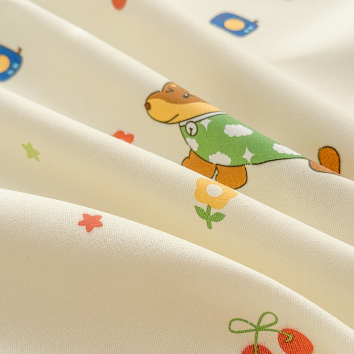 91家纺网 家纺一手货源 找家纺 爱彼家纺 2026新款马上发财新布料细沙三枚缎全新工艺老粗布凉席席子床单三件套-马年系列一 甜樱萌犬