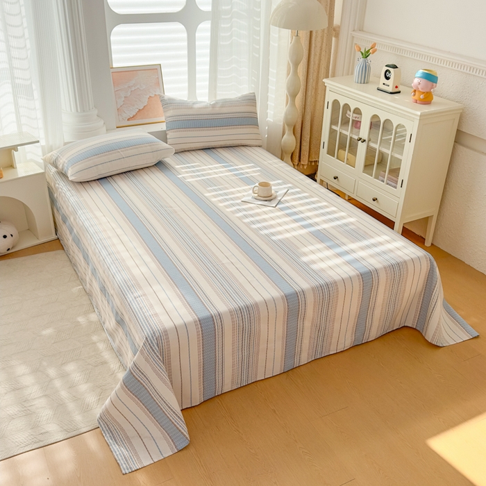 91家纺网 家纺一手货源 找家纺 爱彼家纺 2026新款马上发财新布料细沙三枚缎全新工艺老粗布凉席席子床单三件套-马年系列一 风禾纹