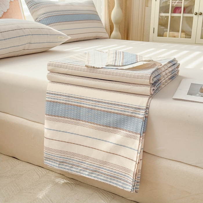 91家纺网 家纺一手货源 找家纺 爱彼家纺 2026新款马上发财新布料细沙三枚缎全新工艺老粗布凉席席子床单三件套-马年系列一 风禾纹