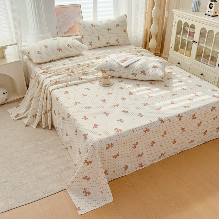 91家纺网 家纺一手货源 找家纺 爱彼家纺 2026新款马上发财新布料细沙三枚缎全新工艺老粗布凉席席子床单三件套-马年系列一 马上发财