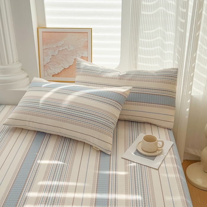 91家纺网 家纺一手货源 找家纺 爱彼家纺 2026新款马上发财新布料细沙三枚缎全新工艺老粗布凉席席子床单三件套-马年系列一 风禾纹