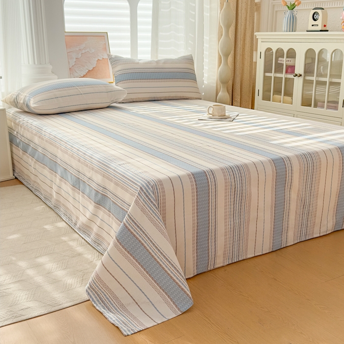 91家纺网 家纺一手货源 找家纺 爱彼家纺 2026新款马上发财新布料细沙三枚缎全新工艺老粗布凉席席子床单三件套-马年系列一 风禾纹