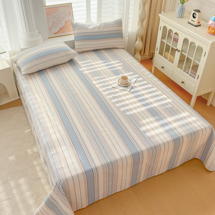 91家纺网 家纺一手货源 找家纺 爱彼家纺 2026新款马上发财新布料细沙三枚缎全新工艺老粗布凉席席子床单三件套-马年系列一 风禾纹