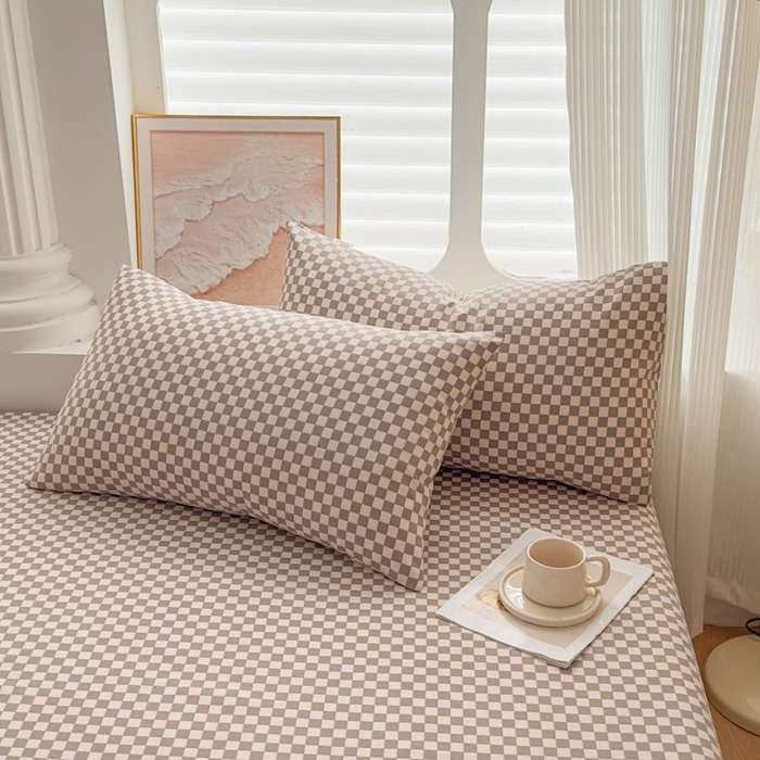 91家纺网 家纺一手货源 找家纺 爱彼家纺 2026新款马上发财新布料细沙三枚缎全新工艺老粗布凉席席子床单三件套-马年系列一 咖格棋