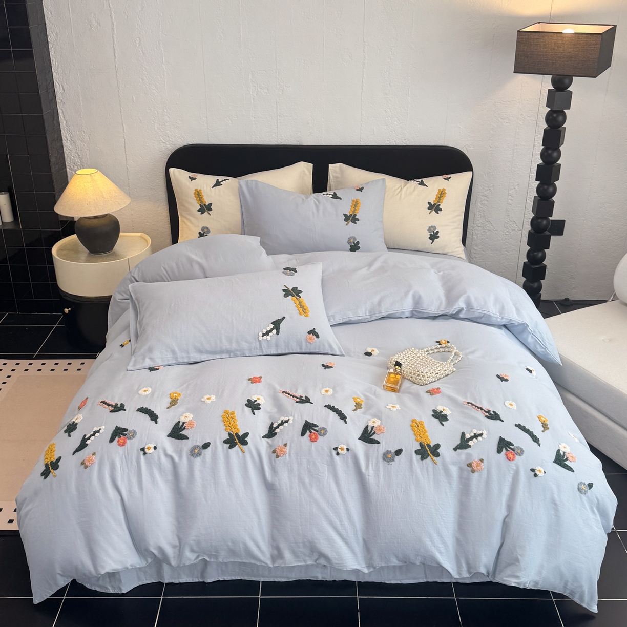 91家纺网 家纺一手货源 找家纺 （总）懒猫家纺 2026新款双层纱刺绣四件套