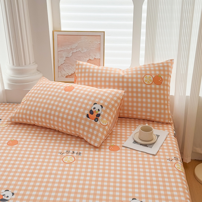 91家纺网 家纺一手货源 找家纺 爱彼家纺 2026新款马上发财新布料细沙三枚缎全新工艺老粗布凉席席子床单三件套-马年系列一 心想事橙