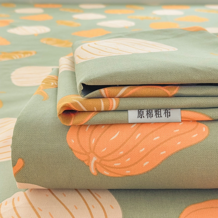 爱彼家纺 2026新款马上发财新布料细沙三枚缎全新工艺老粗布凉席席子床单三件套-马年系列一 南瓜颂