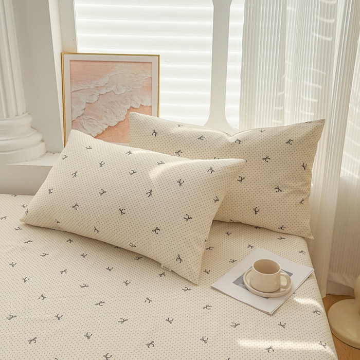 91家纺网 家纺一手货源 找家纺 爱彼家纺 2026新款马上发财新布料细沙三枚缎全新工艺老粗布凉席席子床单三件套-马年系列一 波点蝴蝶结