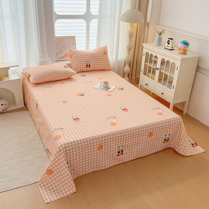 91家纺网 家纺一手货源 找家纺 爱彼家纺 2026新款马上发财新布料细沙三枚缎全新工艺老粗布凉席席子床单三件套-马年系列一 心想事橙