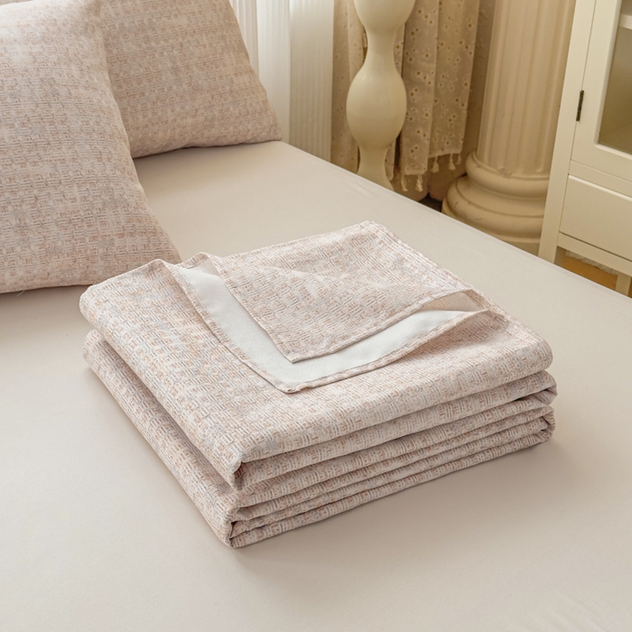 91家纺网 家纺一手货源 找家纺 爱彼家纺 2026新款马上发财新布料细沙三枚缎全新工艺老粗布凉席席子床单三件套-马年系列一 杏纹格