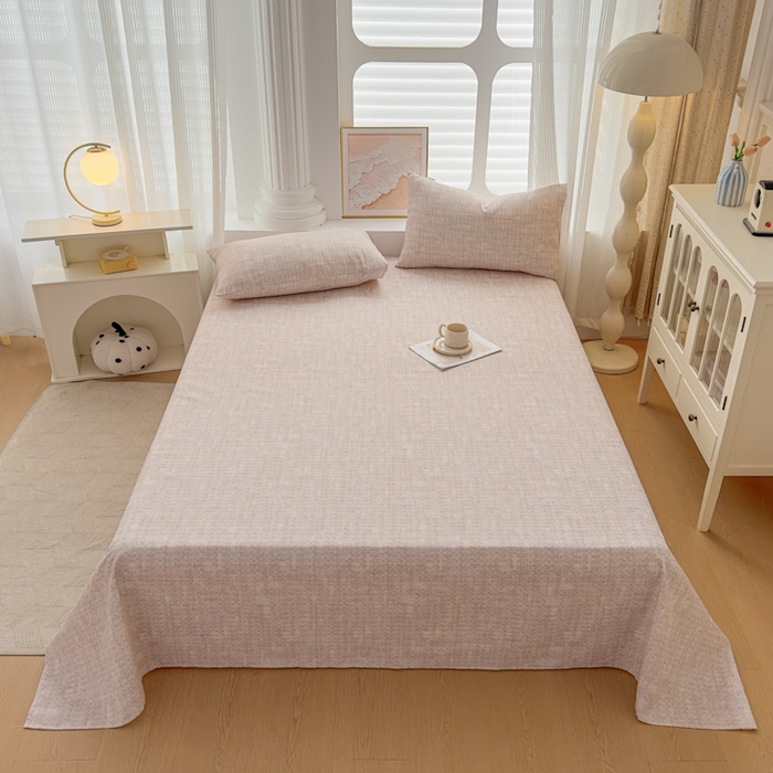 91家纺网 家纺一手货源 找家纺 爱彼家纺 2026新款马上发财新布料细沙三枚缎全新工艺老粗布凉席席子床单三件套-马年系列一 杏纹格