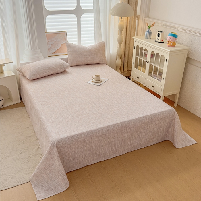 91家纺网 家纺一手货源 找家纺 爱彼家纺 2026新款马上发财新布料细沙三枚缎全新工艺老粗布凉席席子床单三件套-马年系列一 杏纹格