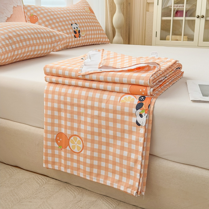 91家纺网 家纺一手货源 找家纺 爱彼家纺 2026新款马上发财新布料细沙三枚缎全新工艺老粗布凉席席子床单三件套-马年系列一 心想事橙