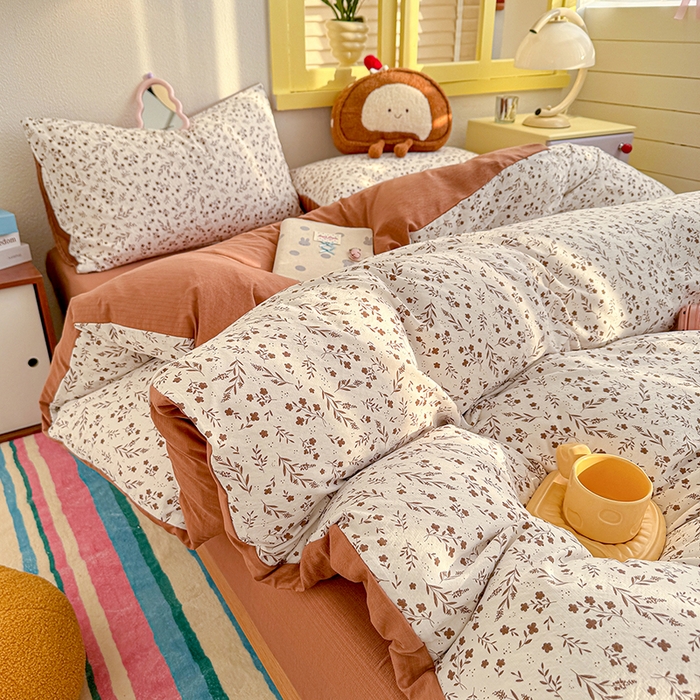 91家纺网 家纺一手货源 找家纺 云玲时尚 2026新款云感双层纱印花四件套 枝蔓