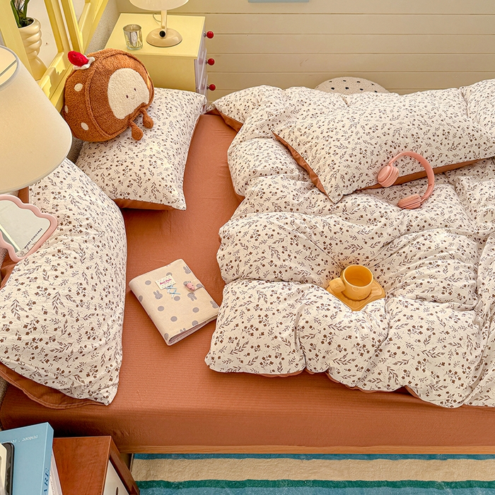 91家纺网 家纺一手货源 找家纺 云玲时尚 2026新款云感双层纱印花四件套 枝蔓