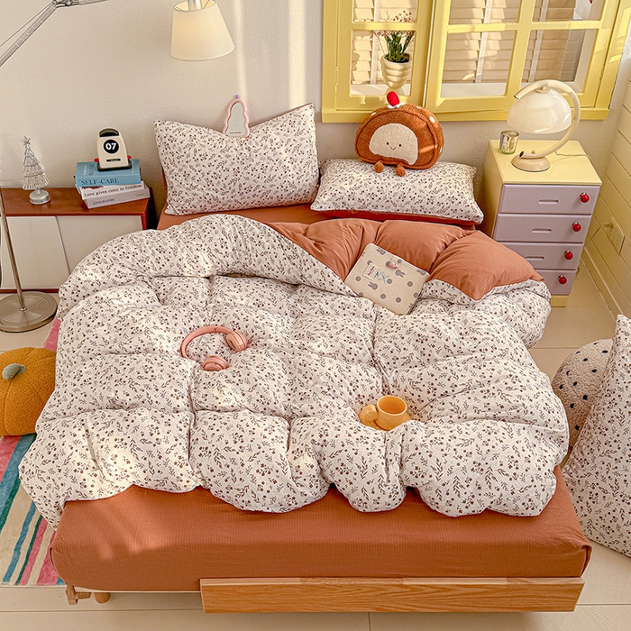 91家纺网 家纺一手货源 找家纺 云玲时尚 2026新款云感双层纱印花四件套 枝蔓