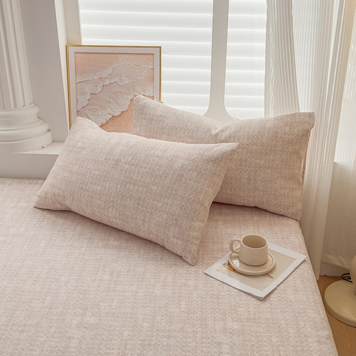 91家纺网 家纺一手货源 找家纺 爱彼家纺 2026新款马上发财新布料细沙三枚缎全新工艺老粗布凉席席子床单三件套-马年系列一 杏纹格