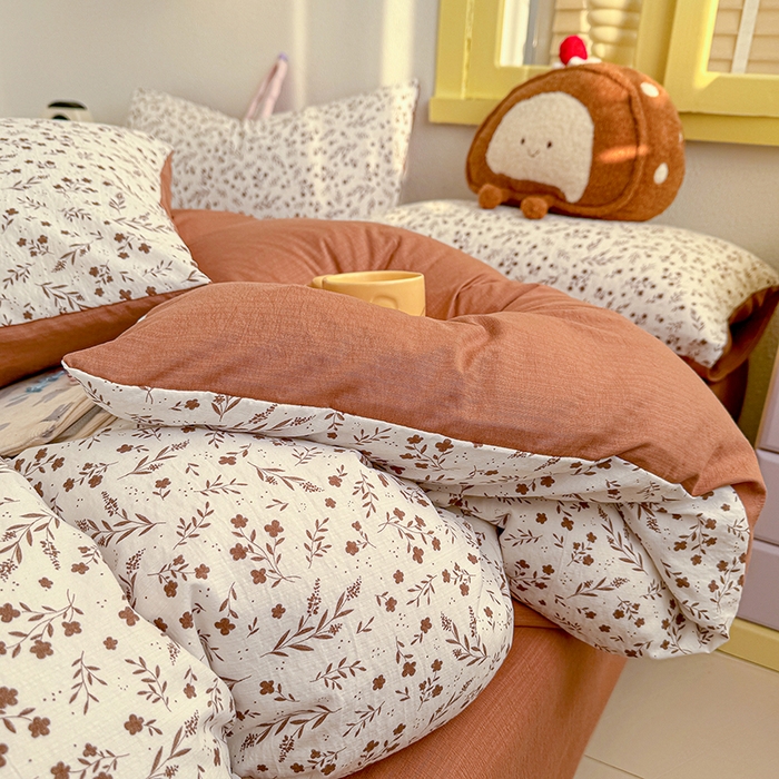 91家纺网 家纺一手货源 找家纺 云玲时尚 2026新款云感双层纱印花四件套 枝蔓