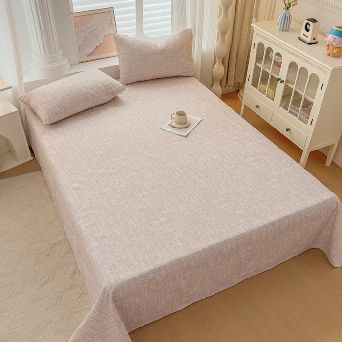 91家纺网 家纺一手货源 找家纺 爱彼家纺 2026新款马上发财新布料细沙三枚缎全新工艺老粗布凉席席子床单三件套-马年系列一 杏纹格