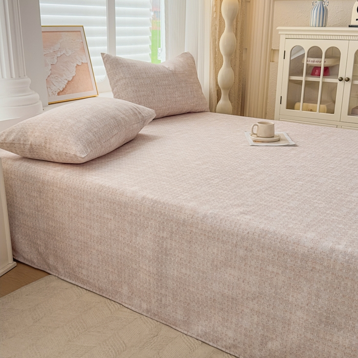 91家纺网 家纺一手货源 找家纺 爱彼家纺 2026新款马上发财新布料细沙三枚缎全新工艺老粗布凉席席子床单三件套-马年系列一 杏纹格