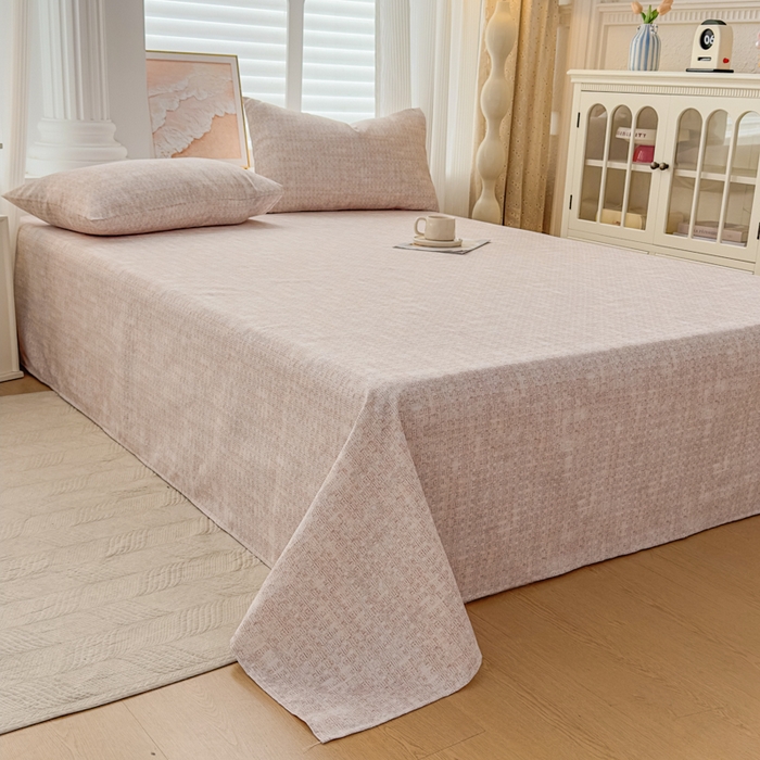 91家纺网 家纺一手货源 找家纺 爱彼家纺 2026新款马上发财新布料细沙三枚缎全新工艺老粗布凉席席子床单三件套-马年系列一 杏纹格