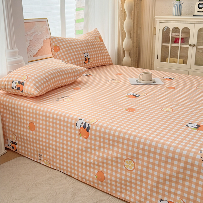 91家纺网 家纺一手货源 找家纺 爱彼家纺 2026新款马上发财新布料细沙三枚缎全新工艺老粗布凉席席子床单三件套-马年系列一 心想事橙