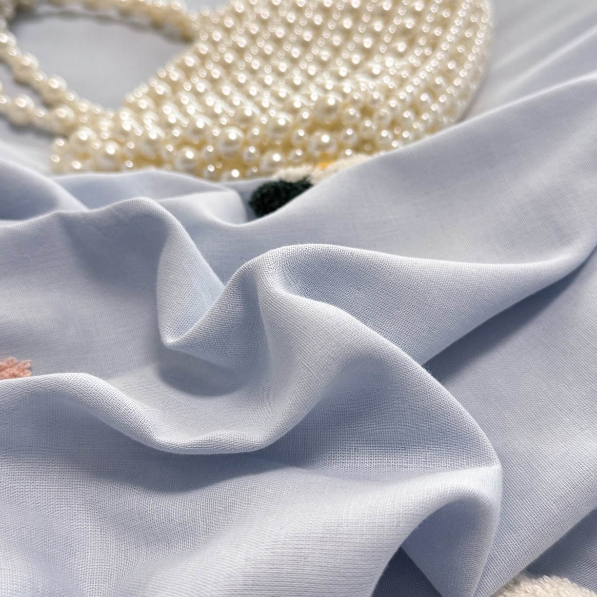 91家纺网 家纺一手货源 找家纺 懒猫家纺 2026新款双层纱刺绣四件套 花溪-蓝