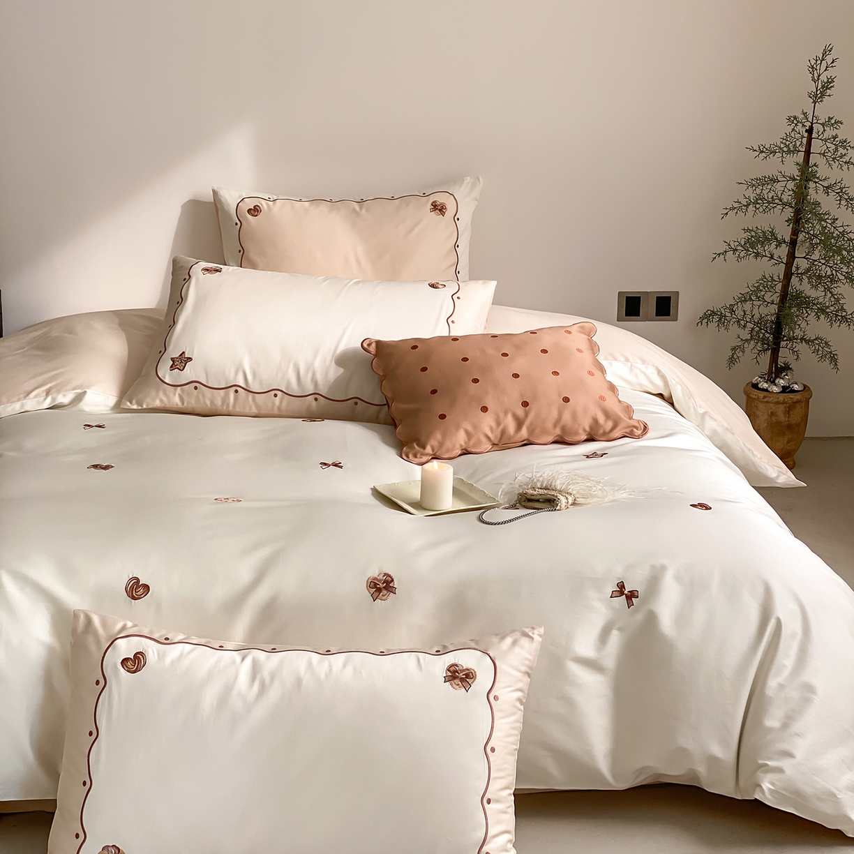 91家纺网 家纺一手货源 找家纺 （总）极简 2026新款100s长绒棉刺绣四件套-香榭雅绣