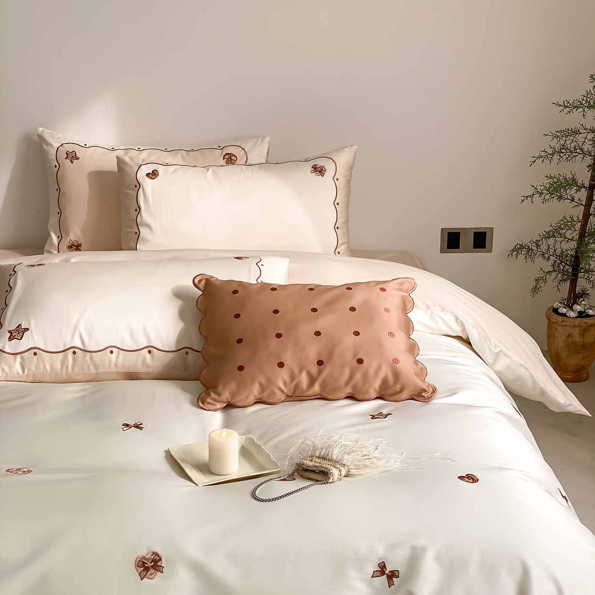 91家纺网 家纺一手货源 找家纺 （总）极简 2026新款100s长绒棉刺绣四件套-香榭雅绣