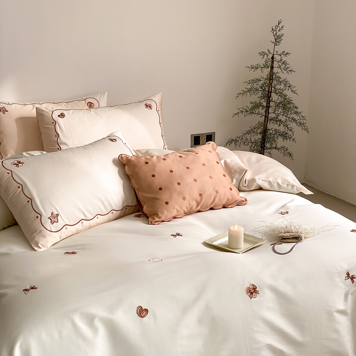 91家纺网 家纺一手货源 找家纺 （总）极简 2026新款100s长绒棉刺绣四件套-香榭雅绣