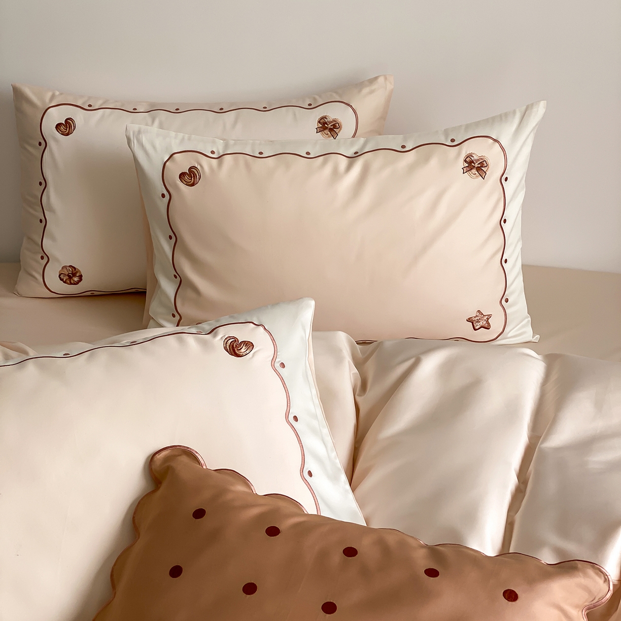 91家纺网 家纺一手货源 找家纺 极简 2026新款100s长绒棉刺绣四件套-香榭雅绣 香榭雅绣-咖